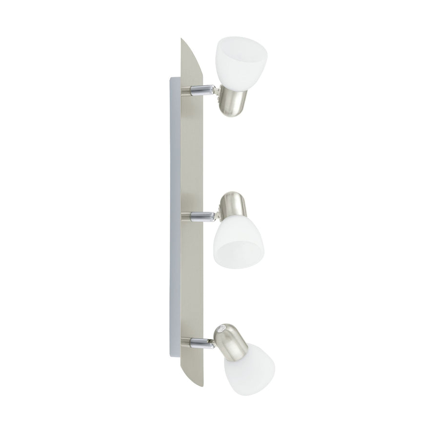Spot Enea nickel et blanc mat, verre, L 50 cm