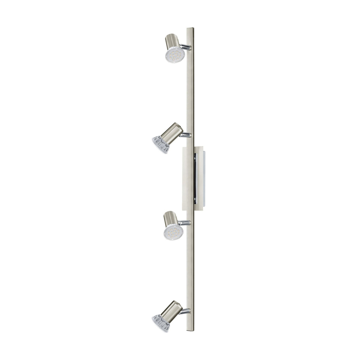 Vue de face sur fond blanc du rail vertical et ses quatre spots orientables