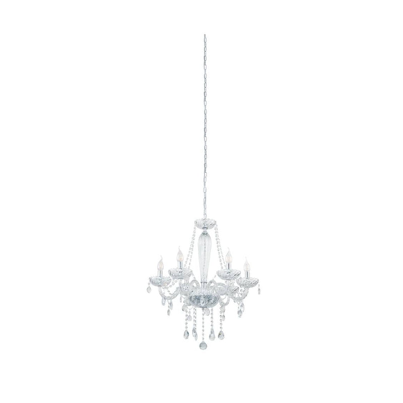 Suspension Basilano 1 chromée et transparente, verre