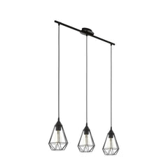 Suspension Tarbes 3 lumières noire