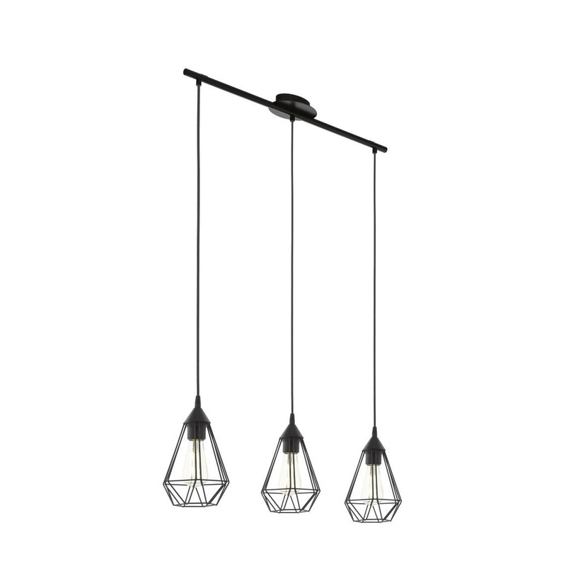 Suspension Tarbes 3 lumières noire
