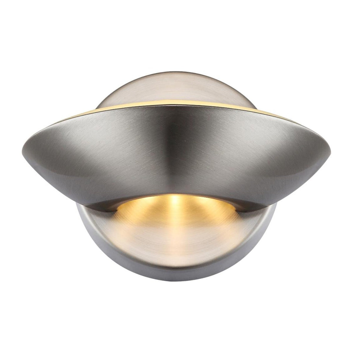 Applique murale vue de face, abat-jour nickel satiné et intérieur doré brillant