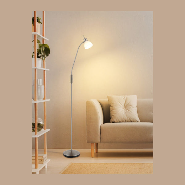 Lampadaire Malte nickel satiné, H 150 cm