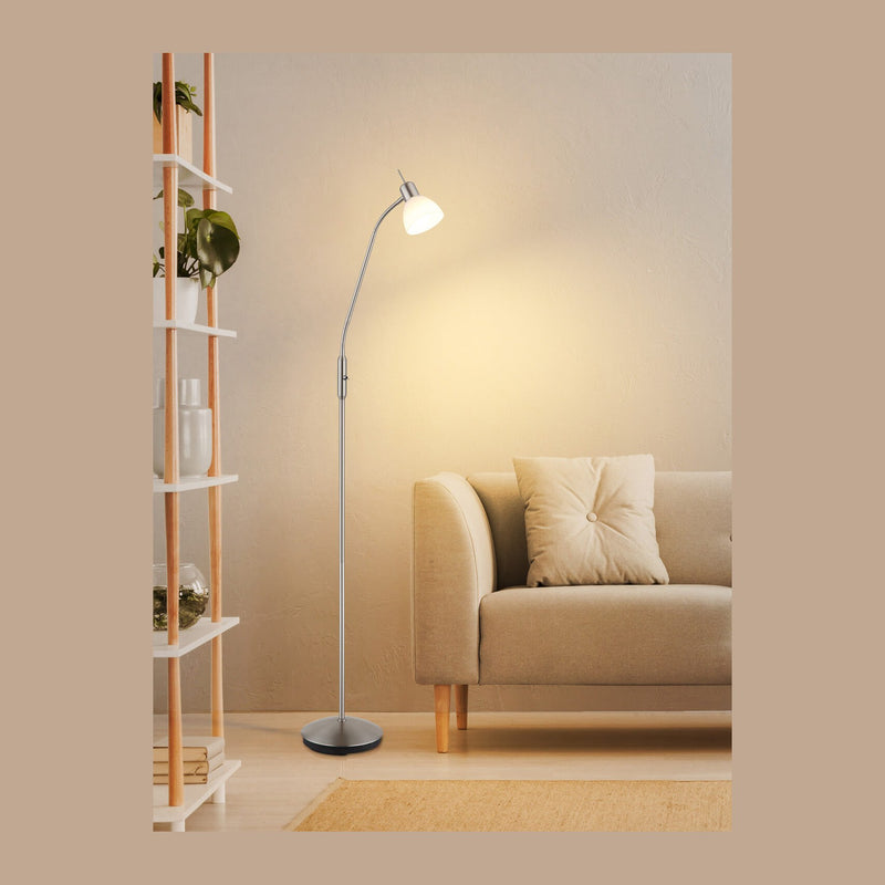 Lampadaire Malte nickel satiné, H 150 cm