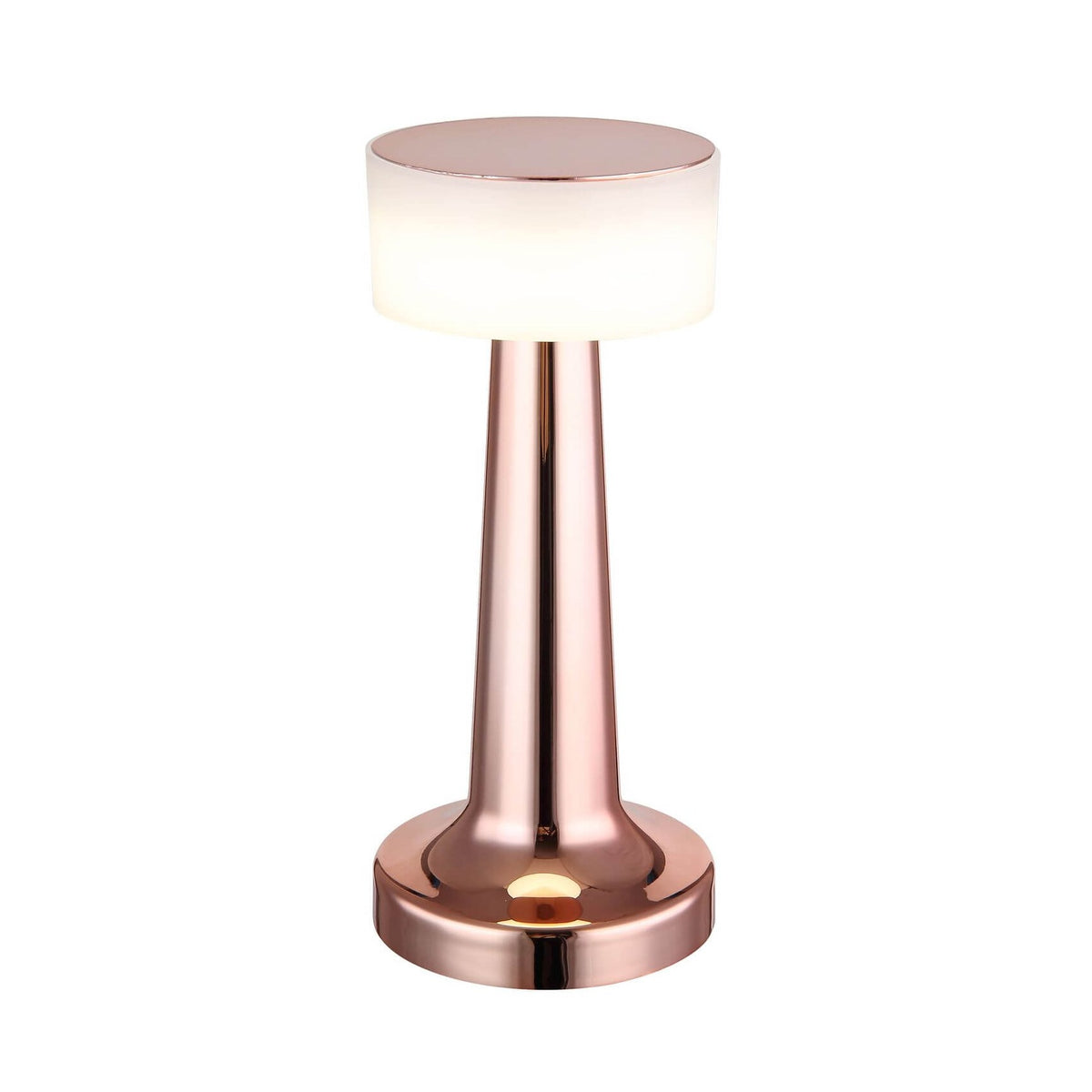 Vue de face du luminaire à poser avec abat-jour cylindrique blanc