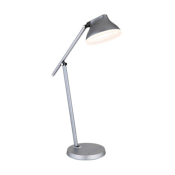 Lampe à poser Halvar grise et aluminium