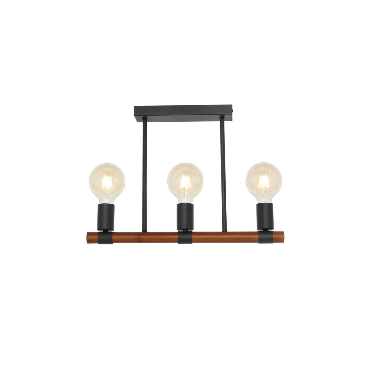 Plafonnier Heinrich noir mat, L 49 cm