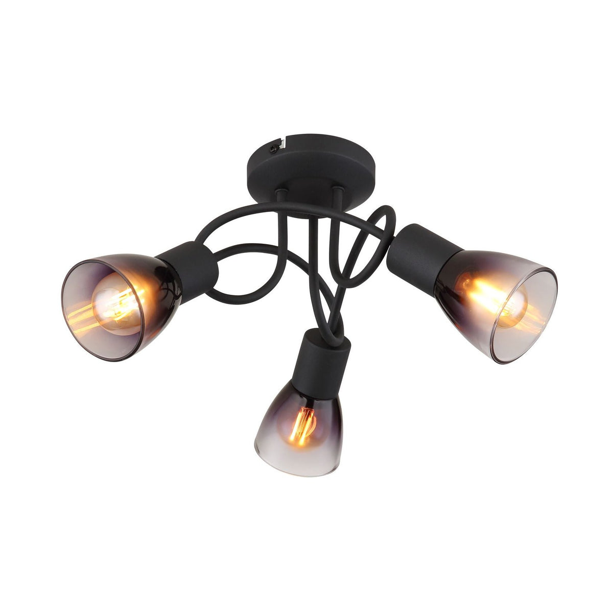 Plafonnier Satella noir mat, Ø 38 cm