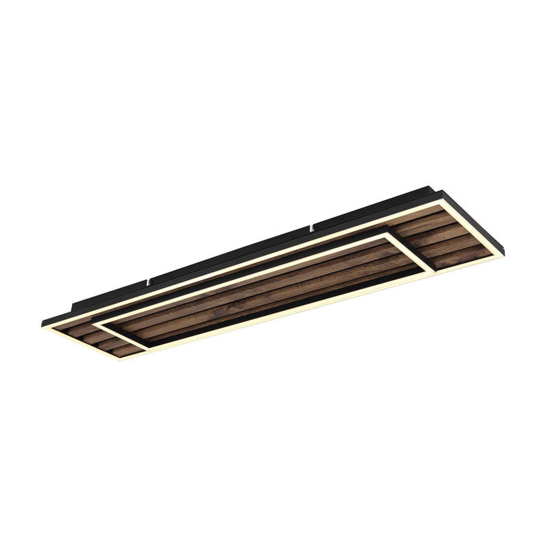 Plafonnier Woody noir mat, L 80 cm