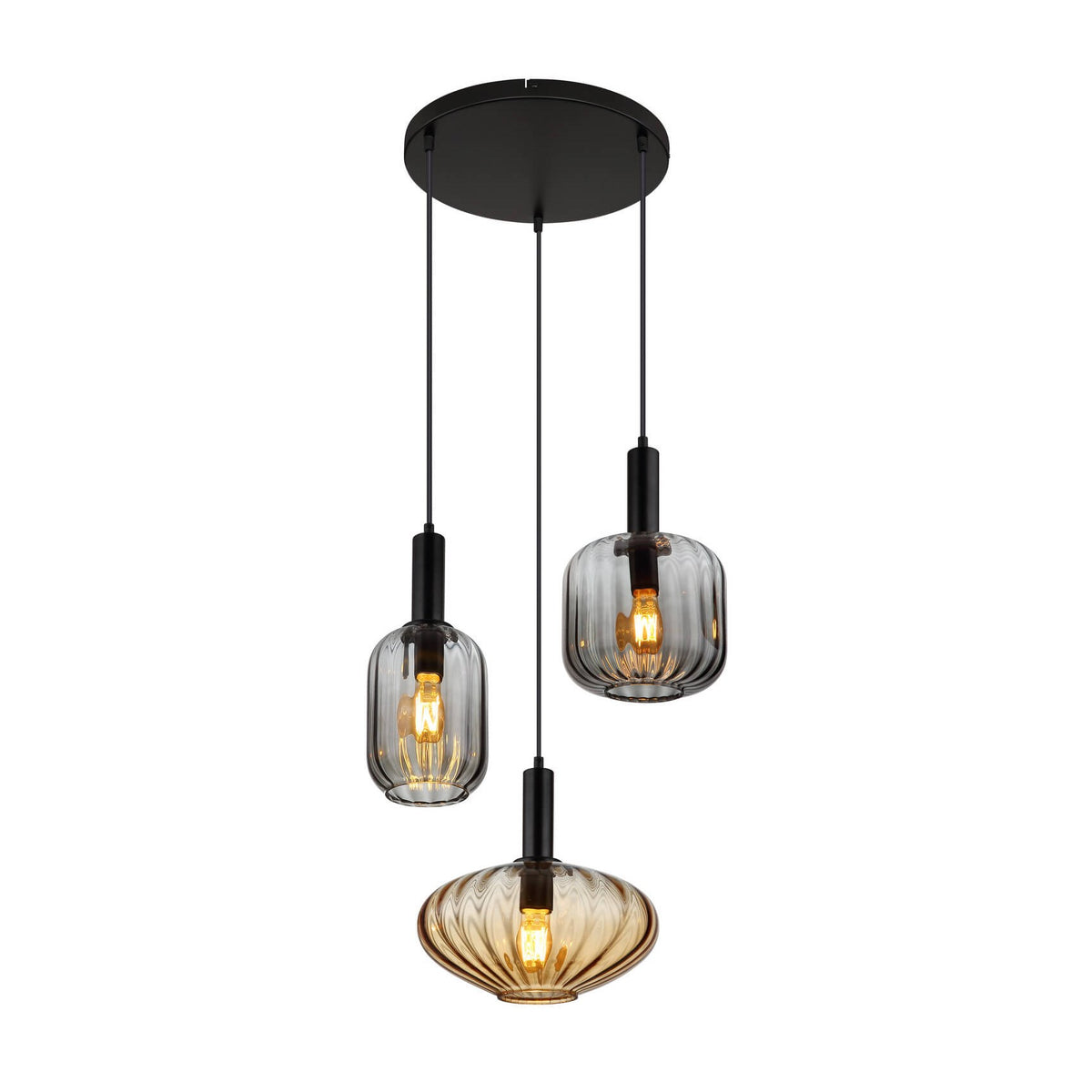 Suspension Valletta noire mat (15719-3)