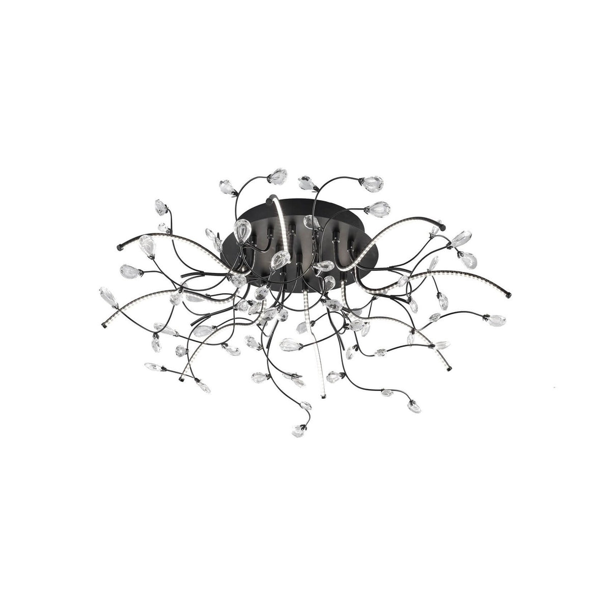 Plafonnier Crystal noir, Ø 77 cm