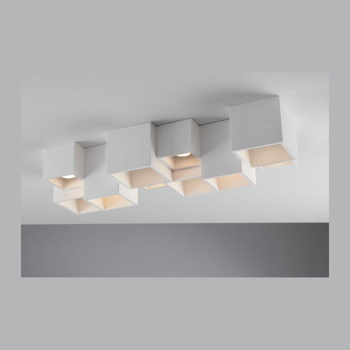 Plafonnier Foster blanc, plâtre, L 37 cm
