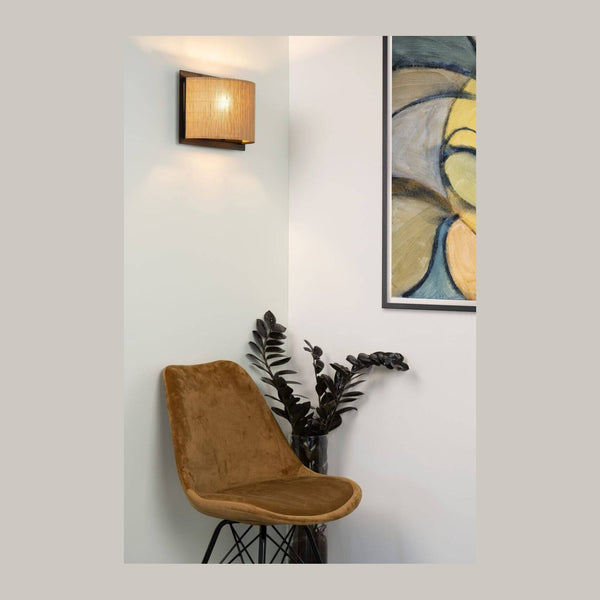 Applique murale Magius bois clair et noire, rotin