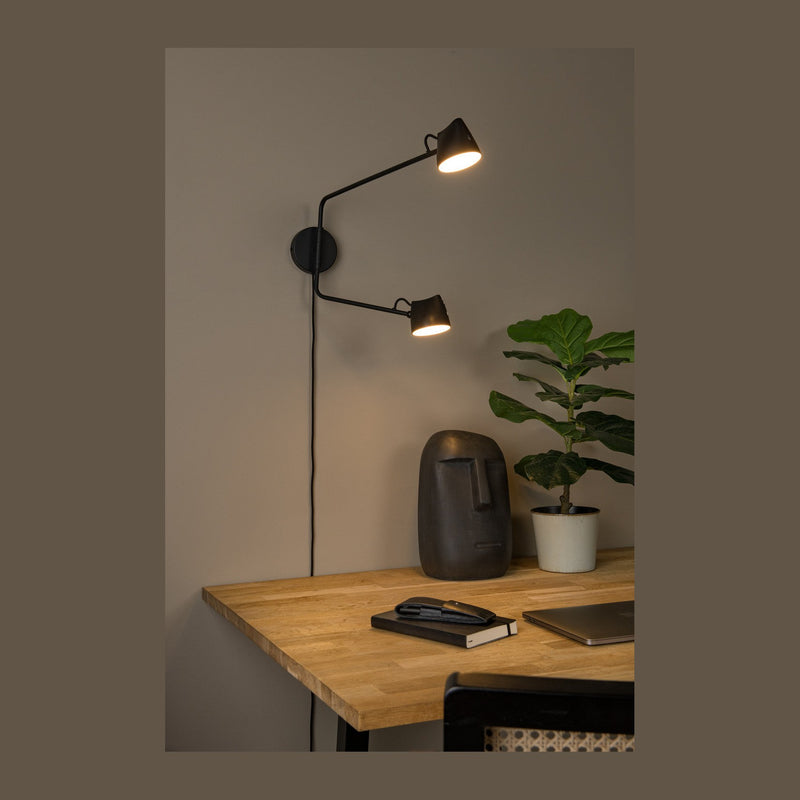 Applique murale Milne noire, H 54 cm