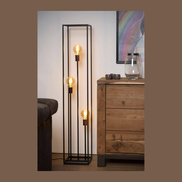 Lampadaire Arthur 3 lumières noir et cuivré