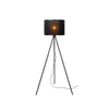 Lampadaire Tagalog noir et bois clair, rotin