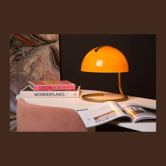 Lampe à poser Cato orange et dorée mat, verre