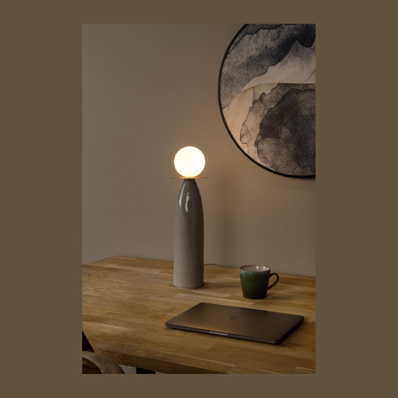 Lampe à poser Figaro grise, verre, H 45 cm