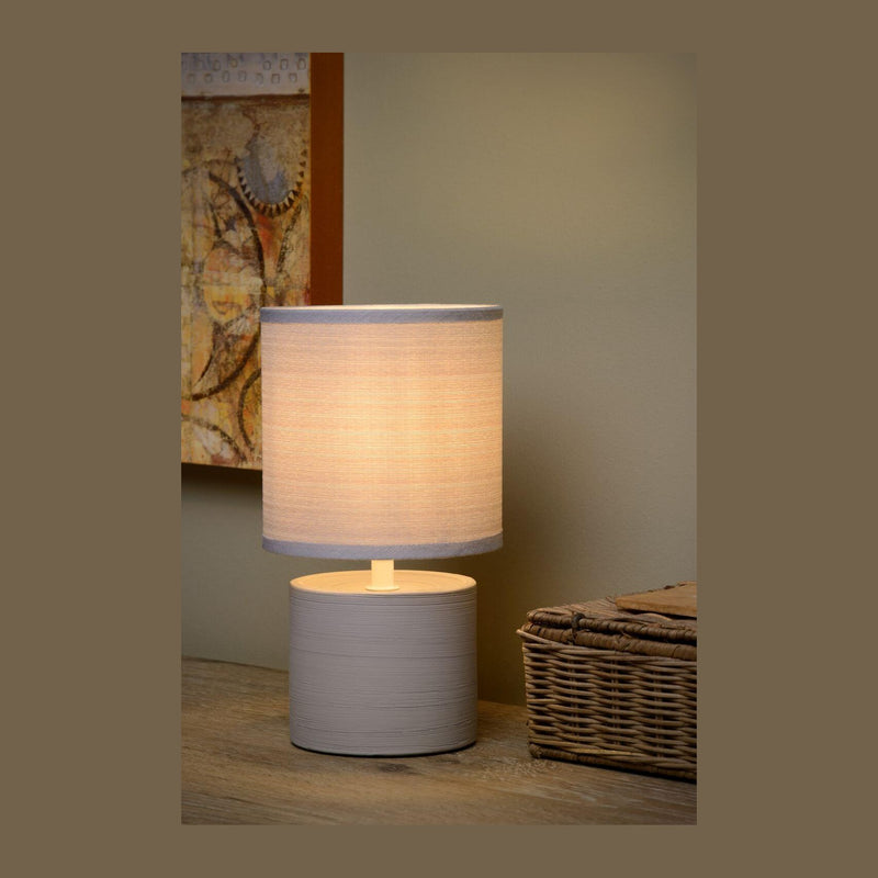 Lampe à poser Greasby grise, coton