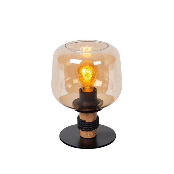 Lampe à poser Ilona ambrée et noire, verre