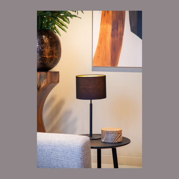 Lampe à poser Maya noire et dorée mat, coton