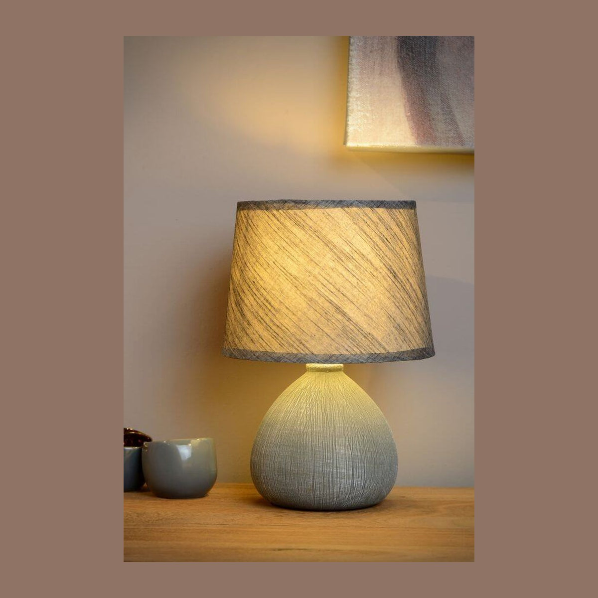 Lampe à poser Ramzi grise, coton