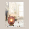 Lampe à poser Sueno rose et dorée mat, verre