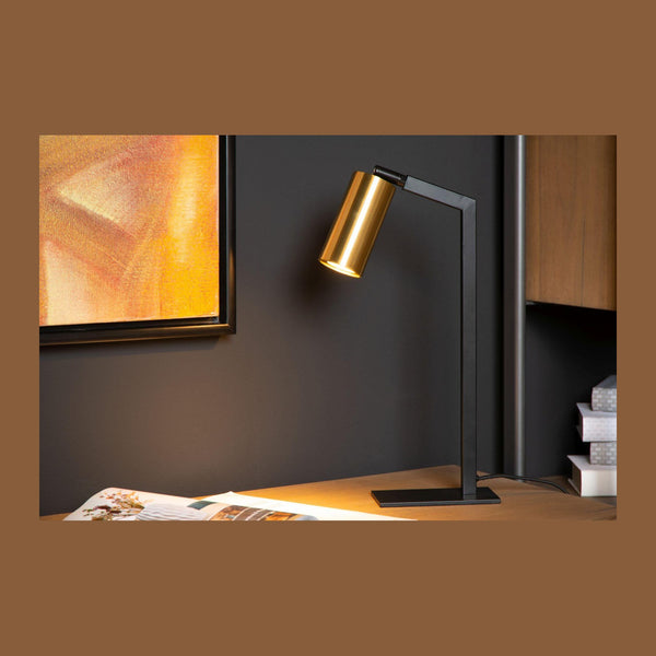 Lampe à poser Sybil noire et dorée mat