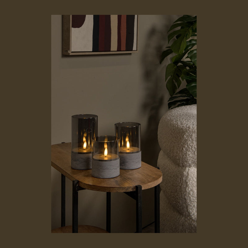 Lampe à poser Velas fumée, verre