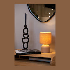 Lampe à poser Woolly jaune et noire, coton