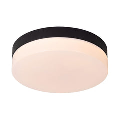 Plafonnier Biskit noir et opale, Ø 23 cm