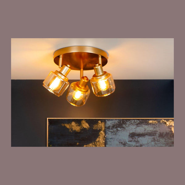 Plafonnier Bjorn 3 lumières doré mat, verre