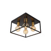 Plafonnier Ruben 4 lumières noir et doré mat, L 36 cm