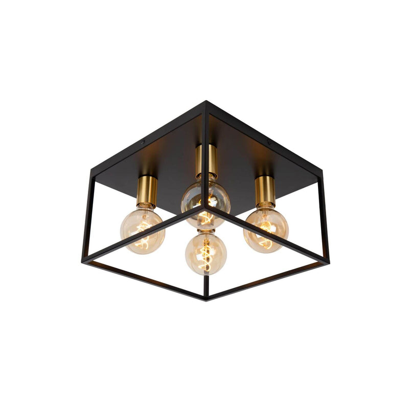 Plafonnier Ruben 4 lumières noir et doré mat, L 36 cm