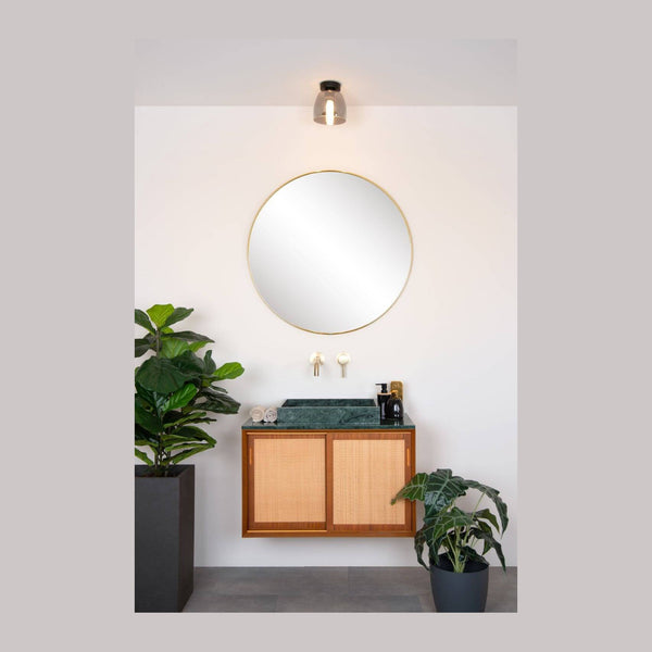 Plafonnier Tyler noir et fumé, verre