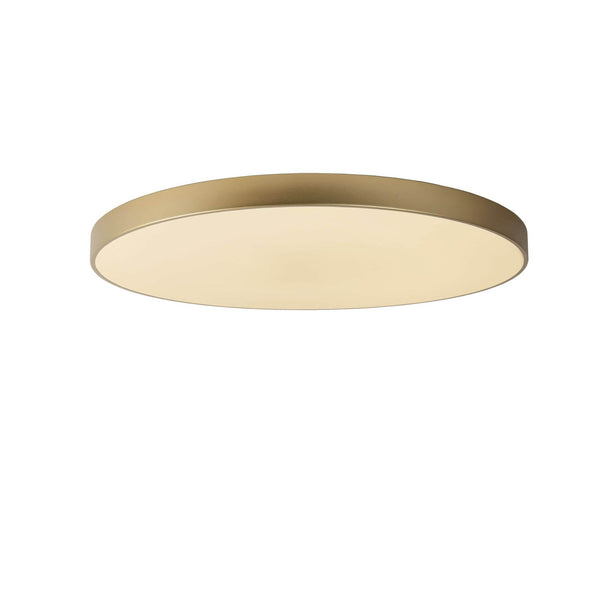 Plafonnier Unar doré mat et opale, Ø 80 cm