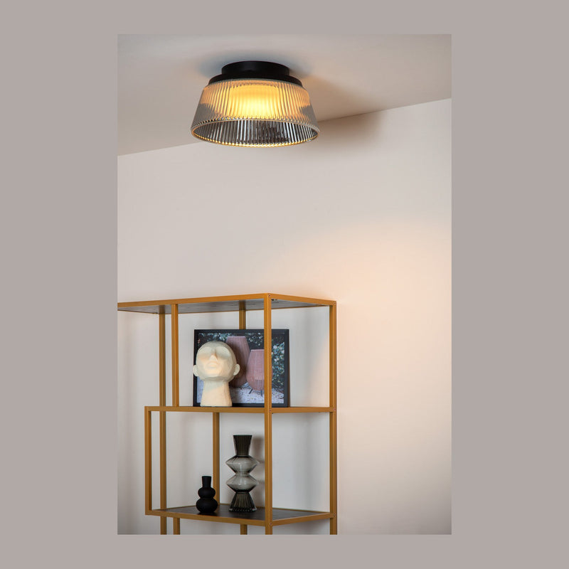 Plafonnier Vixi fumé, verre