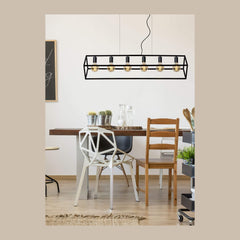 Suspension Fabian 6 lumières noire