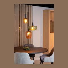 Suspension Ilona 3 lumières noire, verre