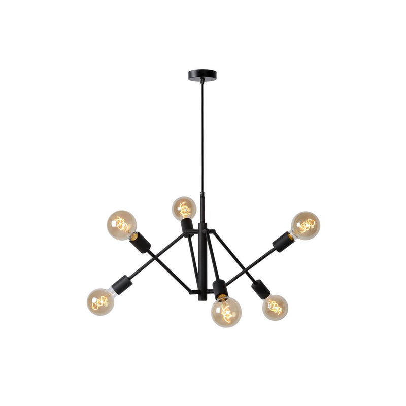 Suspension Lester 6 lumières noire