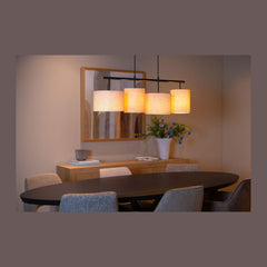 Suspension Maya 4 lumières beige et noire, coton