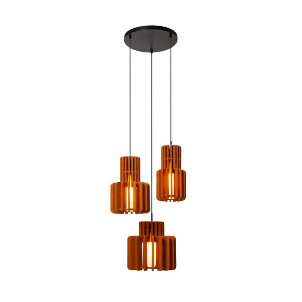Suspension Rollo 3 lumières rouge, verre