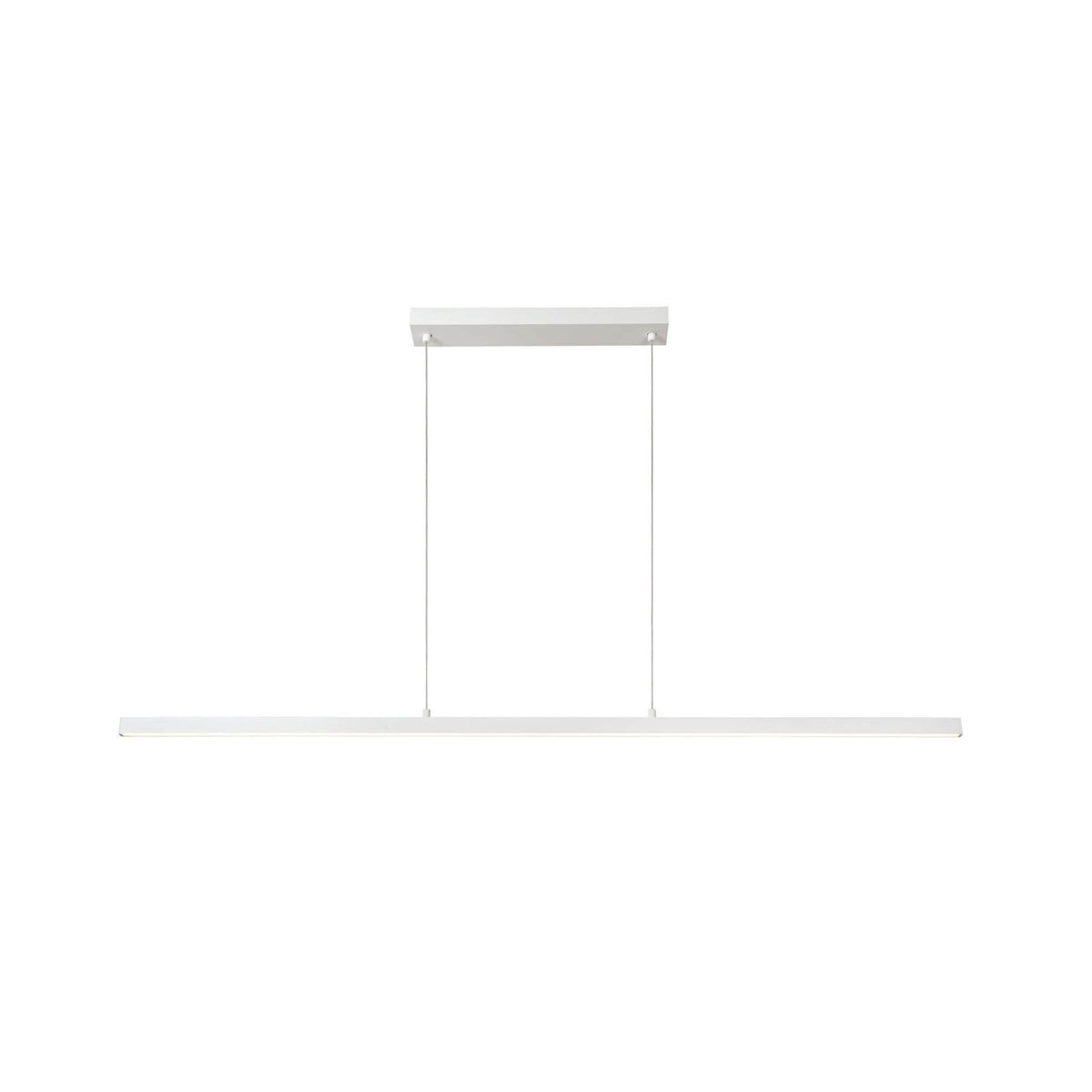 Vue de face de la suspension linéaire blanche et de ses deux câbles fins