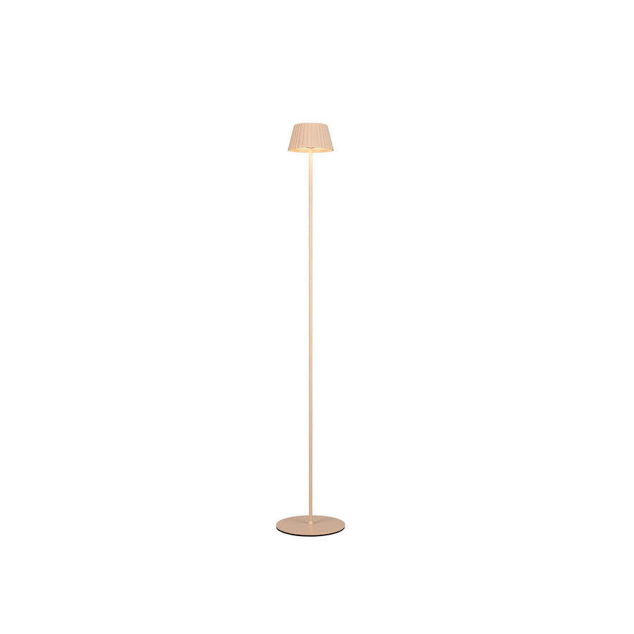 Lampadaire extérieur beige entier, de face, sur fond blanc neutre
