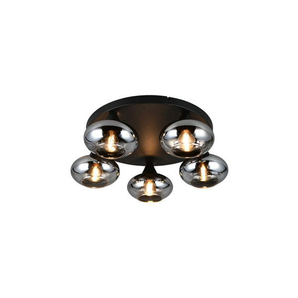 Plafonnier Divina 5 lumières fumé, verre