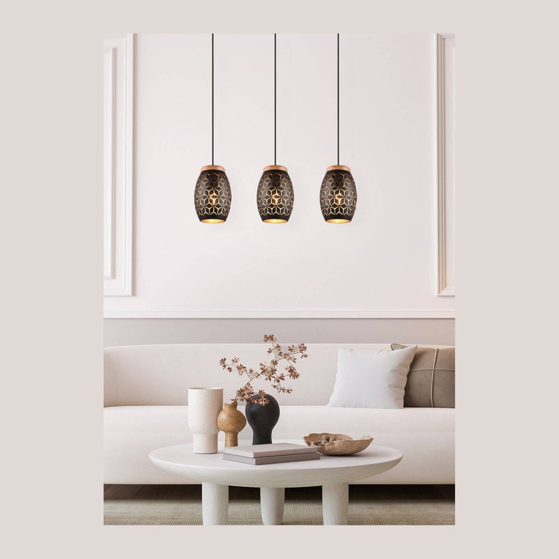 Suspension Bidar 3 lumières blanche mat