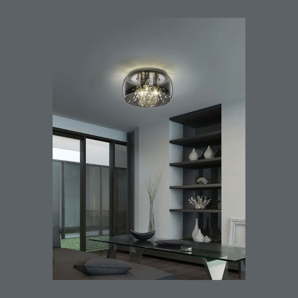 Plafonnier Crystel 3 lumières chromé, verre