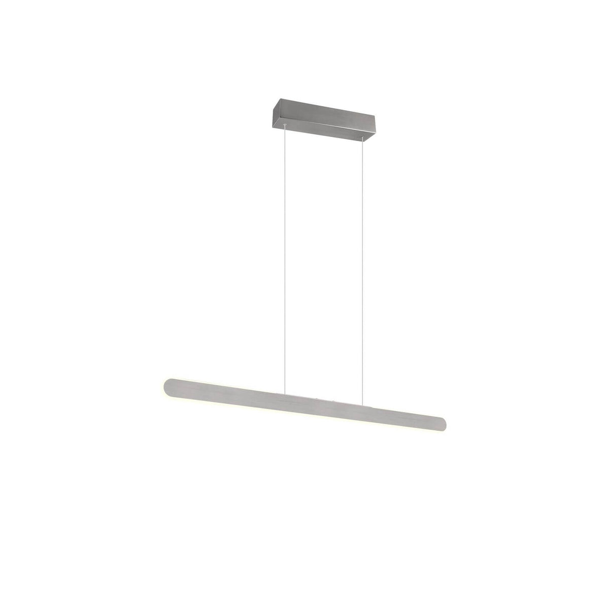 Suspension linéaire en aluminium brossé, vue de face sur fond blanc