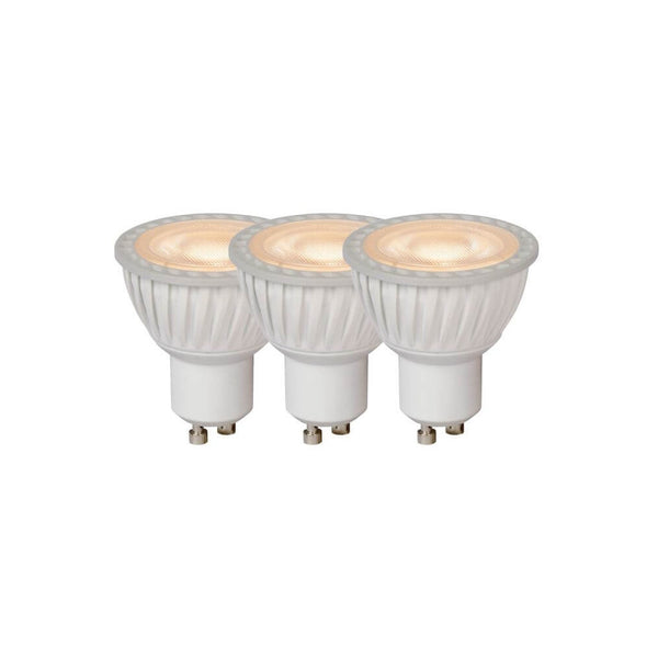 Lot de 3 ampoules LED GU10 blanche et transparente, 5 W | Lucide