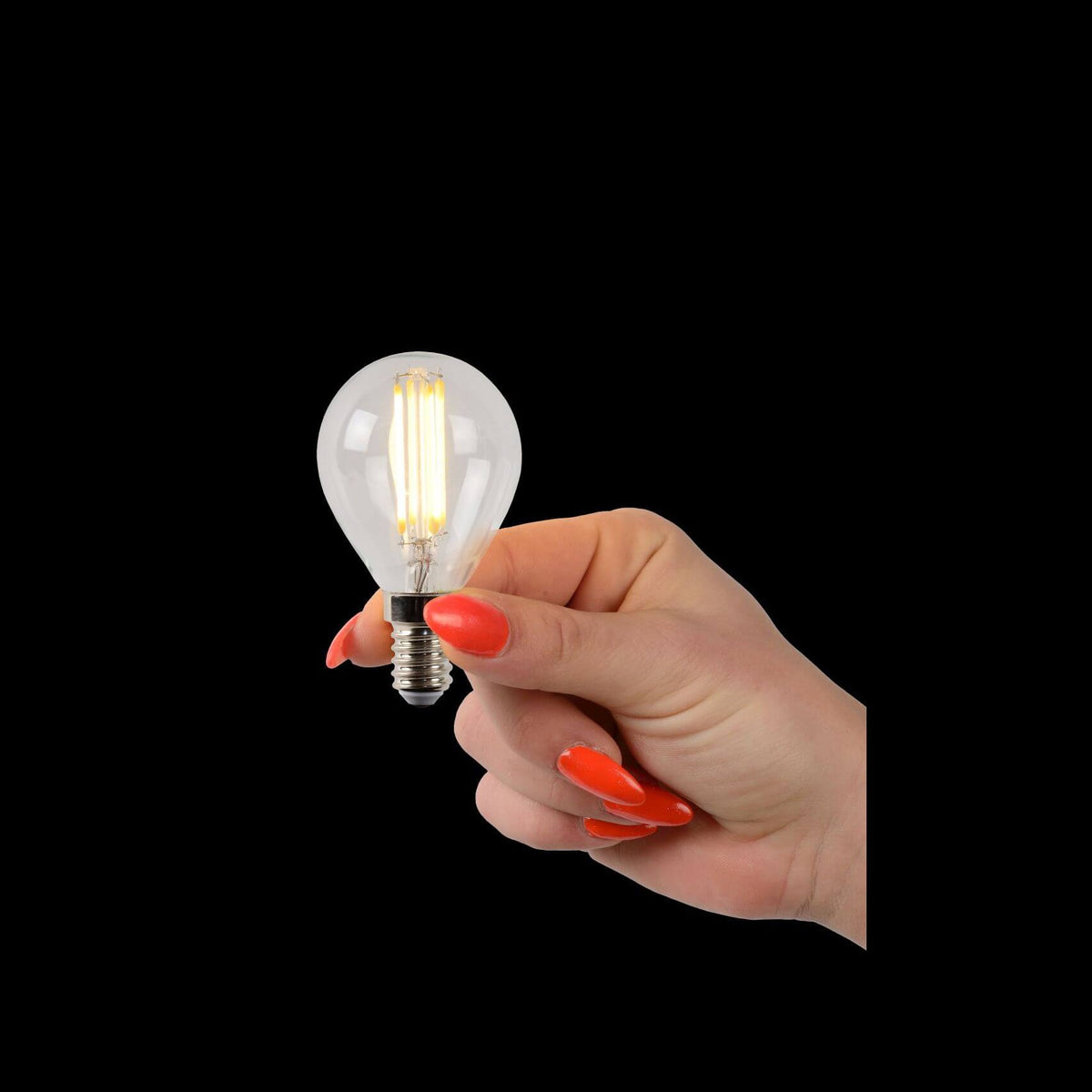 Ampoule LED E14 sphérique à filament transparente, 4 W | Lucide